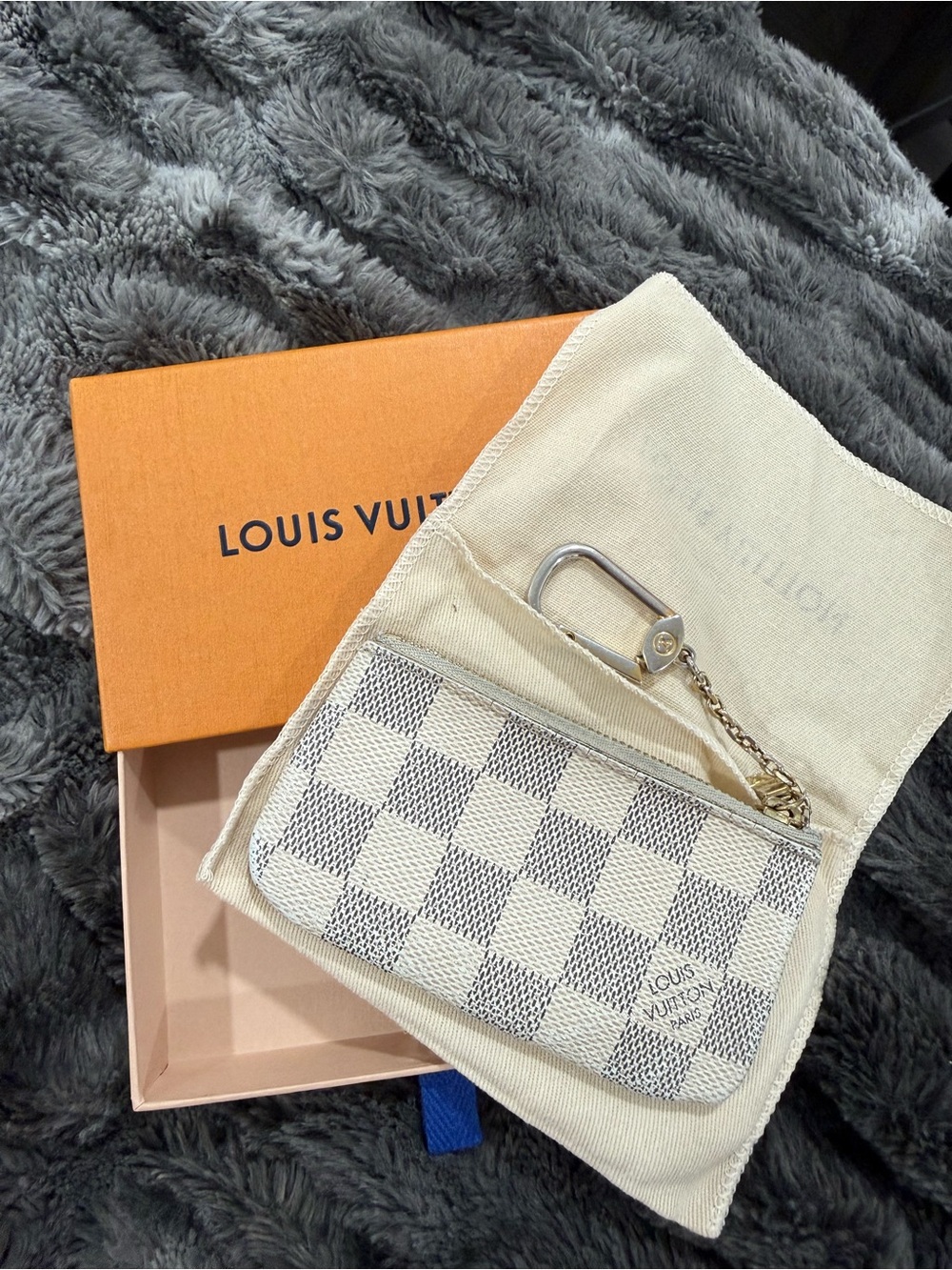 Louis Vuitton Damier Azur Key Pouch with Gold-Tone Chain
